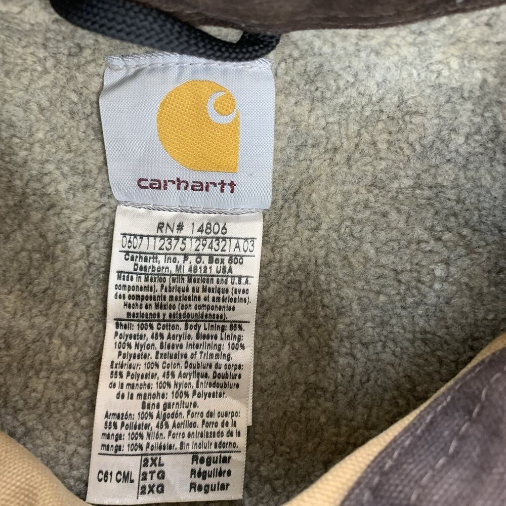 CARHARTT Mens 2XL Brown Sherpa Lined Sandstone Chore Coat Jacket C61 CML - Picture 3 of 14
